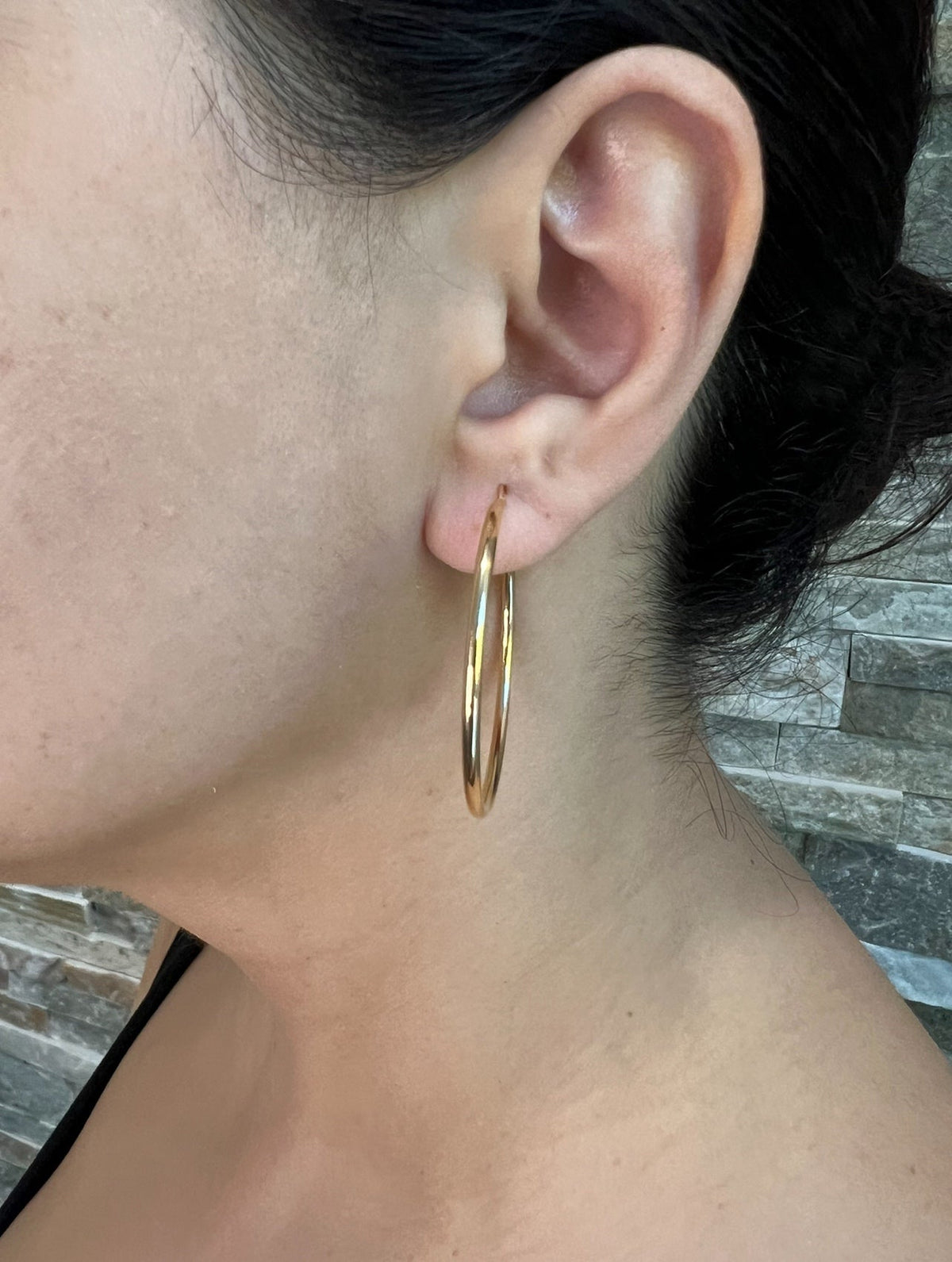 14K Gold Large Tube Hoop earrings Earring ABGE-101.3-2-G  - Abtin & Co.