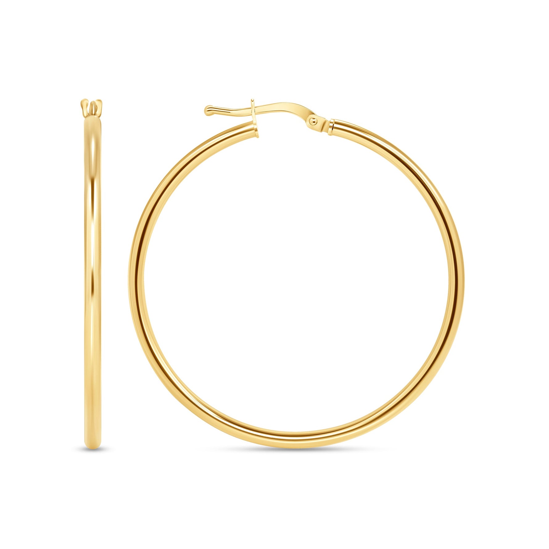 14K Gold Large Tube Hoop earrings Earring ABGE-101.3-2-G  - Abtin & Co.