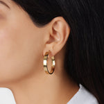 14K Gold Large Wide Flat Hoop Earrings Earring ABGE-139.5-G  - Abtin & Co.