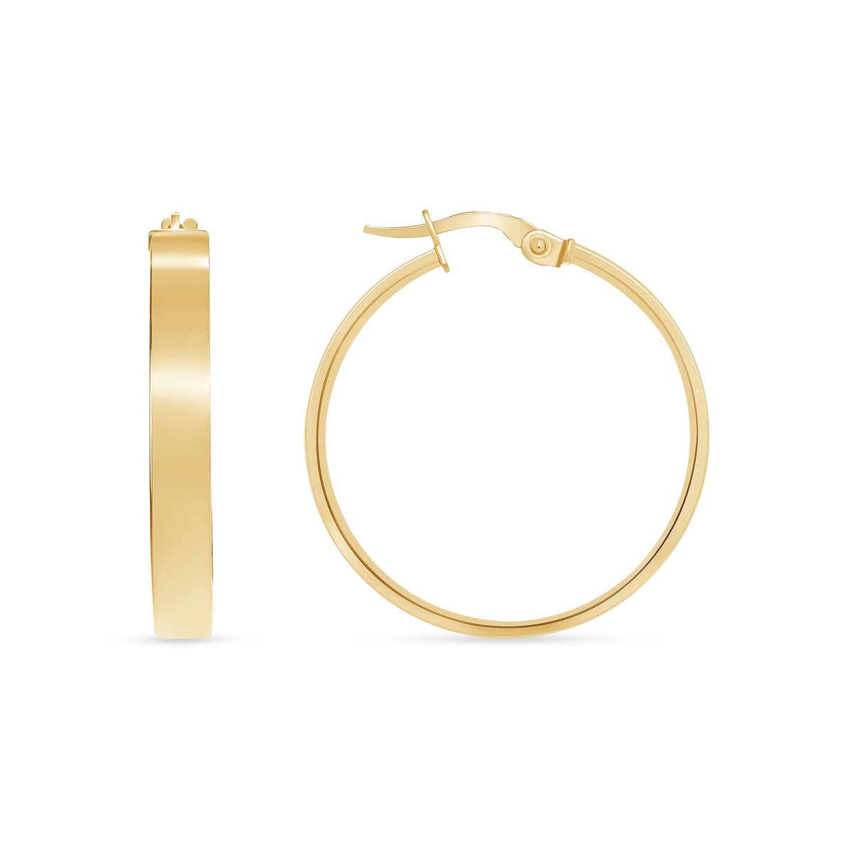14K Gold Large Wide Flat Hoop Earrings Earring ABGE-139.5-G  - Abtin & Co.