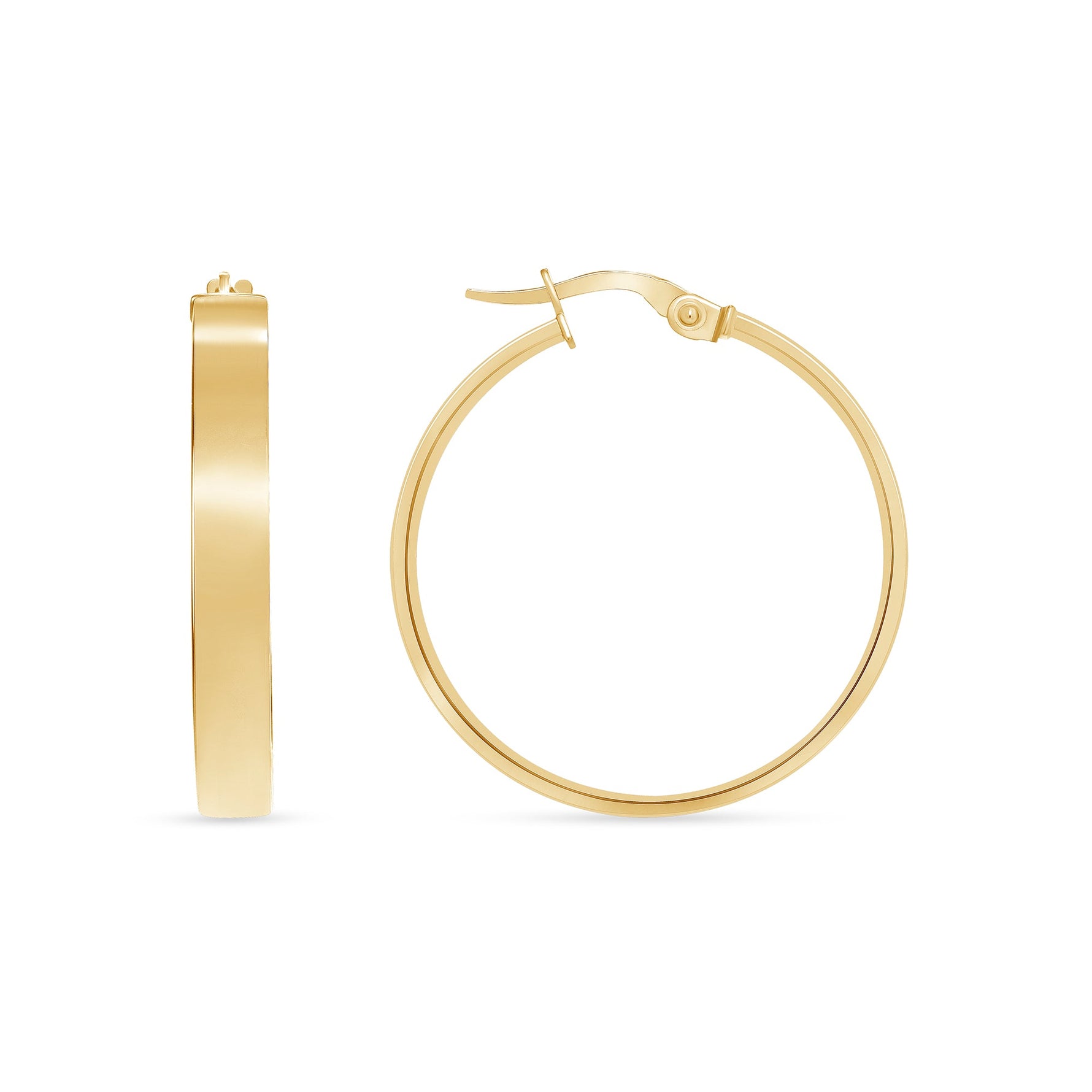14K Gold Large Wide Flat Hoop Earrings Earring ABGE-139.5-G  - Abtin & Co.