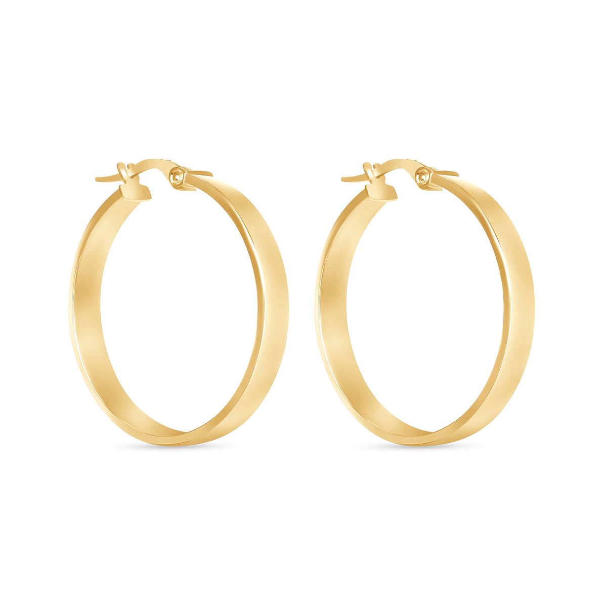 14K Gold Large Wide Flat Hoop Earrings Earring ABGE-139.5-G  - Abtin & Co.