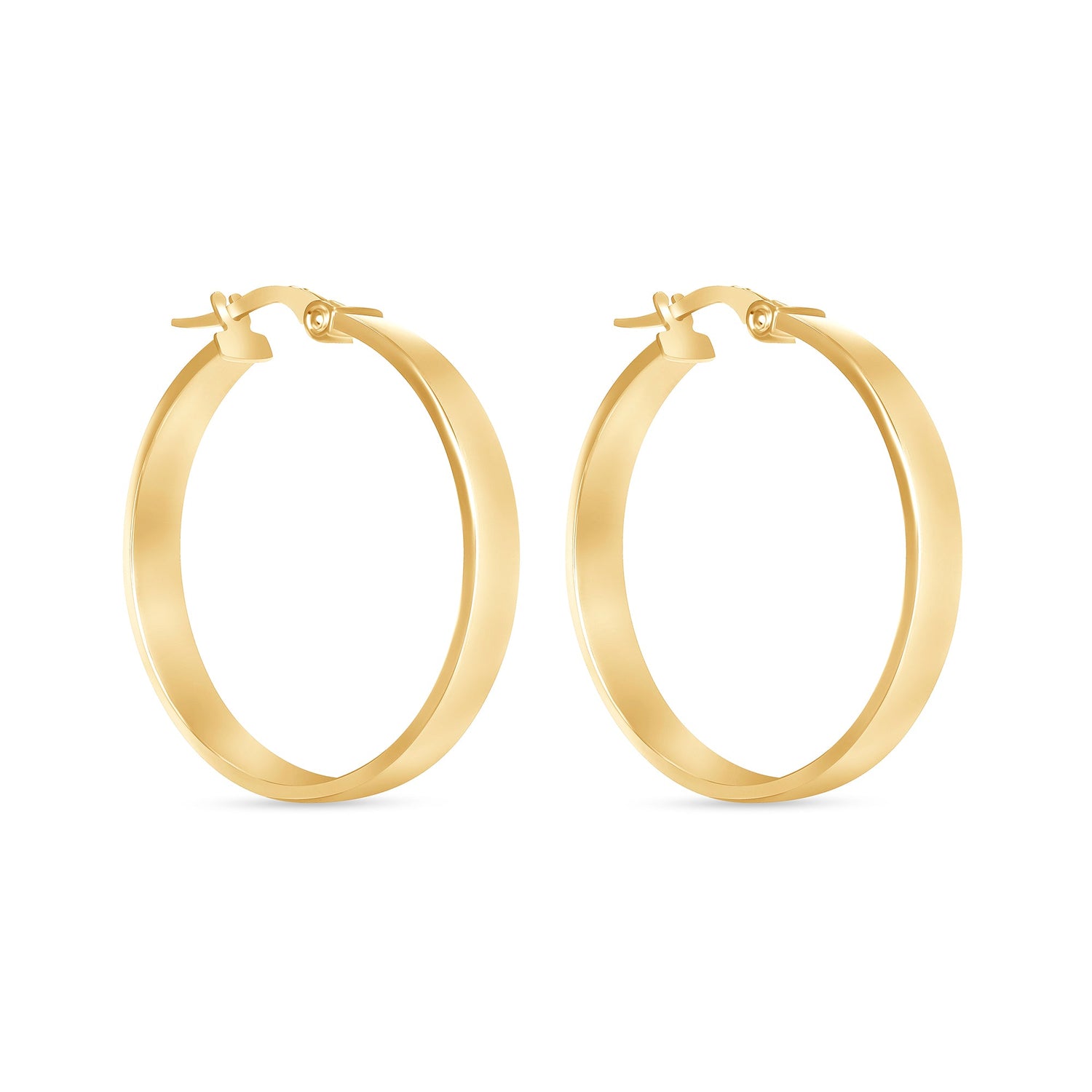 14K Gold Large Wide Flat Hoop Earrings Earring ABGE-139.5-G  - Abtin & Co.