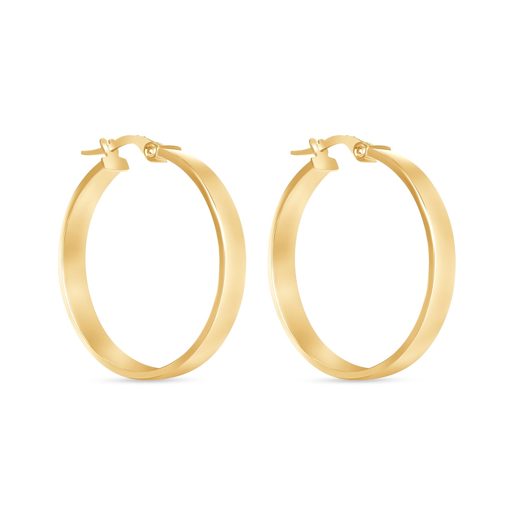 14K Gold Large Wide Flat Hoop Earrings Earring ABGE-139.5-G  - Abtin & Co.