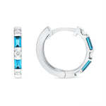 14K Gold London Blue Topaz & Diamond Huggie Earrings Earring ABE-110/2-LBD  - Abtin & Co.