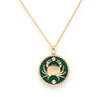 14K Gold Malachite & Diamond Cancer Horoscope Medallion Medallion ALP-225Y-CAN.ML  - Abtin & Co.