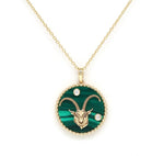14K Gold Malachite & Diamond Capricorn Horoscope Medallion Medallion ALP-225Y-CAP.ML  - Abtin & Co.