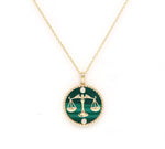 14K Gold Malachite & Diamond Libra Horoscope Medallion Medallion ALP-225Y-LIB.ML  - Abtin & Co.