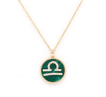 14K Gold Malachite & Diamond Libra Zodiac Medallion Medallion ALP-227Y-LIB.ML  - Abtin & Co.