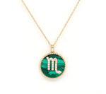 14K Gold Malachite & Diamond Scorpio Zodiac Medallion Medallion ALP-227Y-SCO.ML  - Abtin & Co.