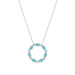 14K Gold Marquise Turquoise & Diamond Circle Pendant Pendant ABP-154-TQD-1  - Abtin & Co.