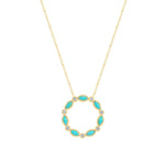 14K Gold Marquise Turquoise & Diamond Circle Pendant Pendant ABP-154-TQD-2  - Abtin & Co.
