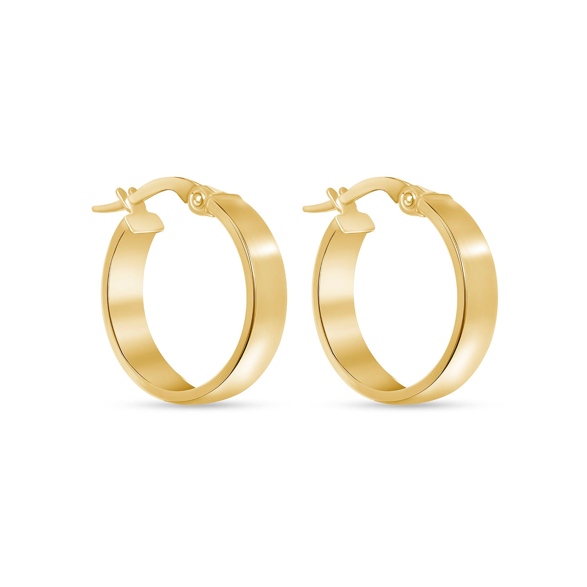 14K Gold Medium Flat Hoop Earrings Earring ABGE-139.3-G  - Abtin & Co.