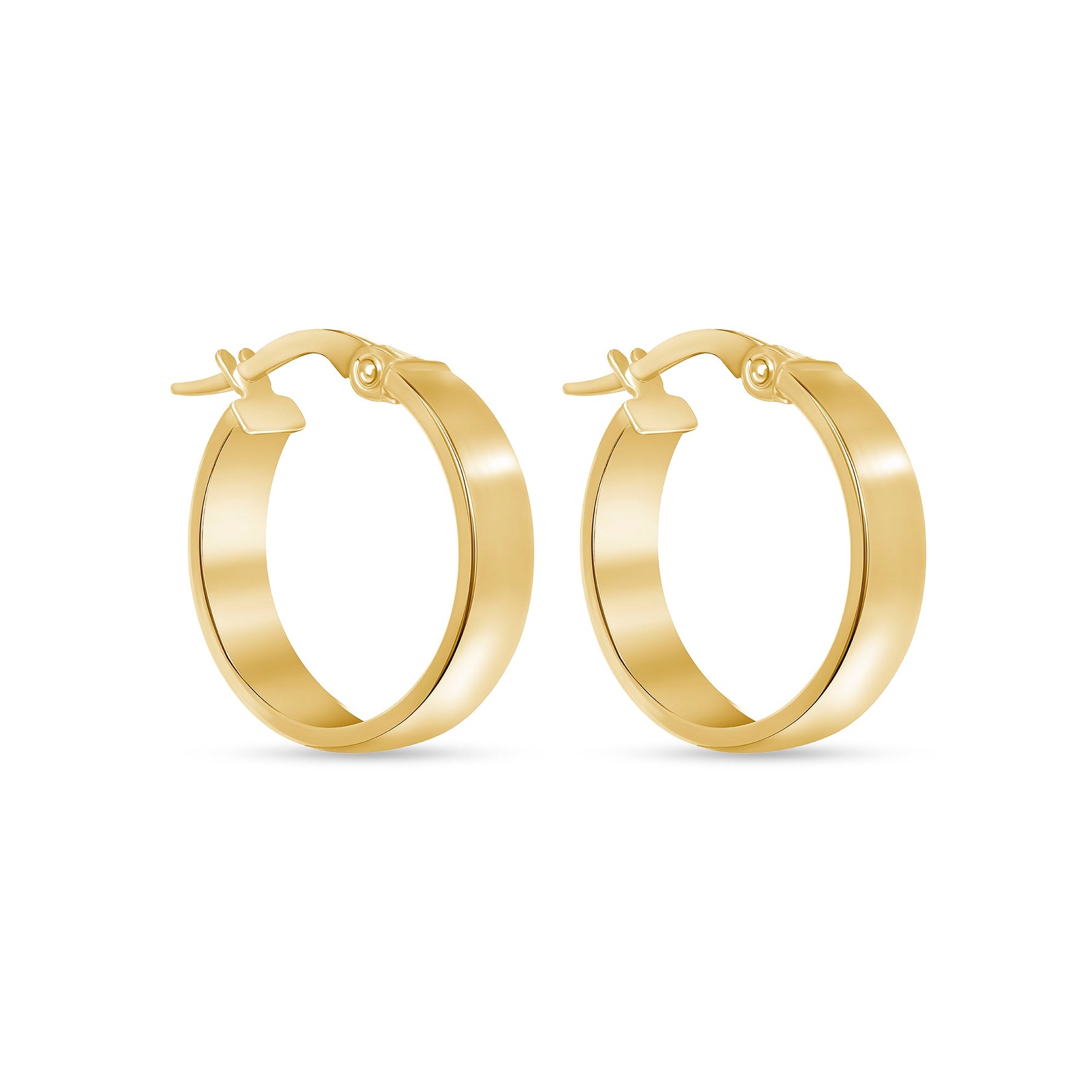 14K Gold Medium Flat Hoop Earrings Earring ABGE-139.3-G  - Abtin & Co.