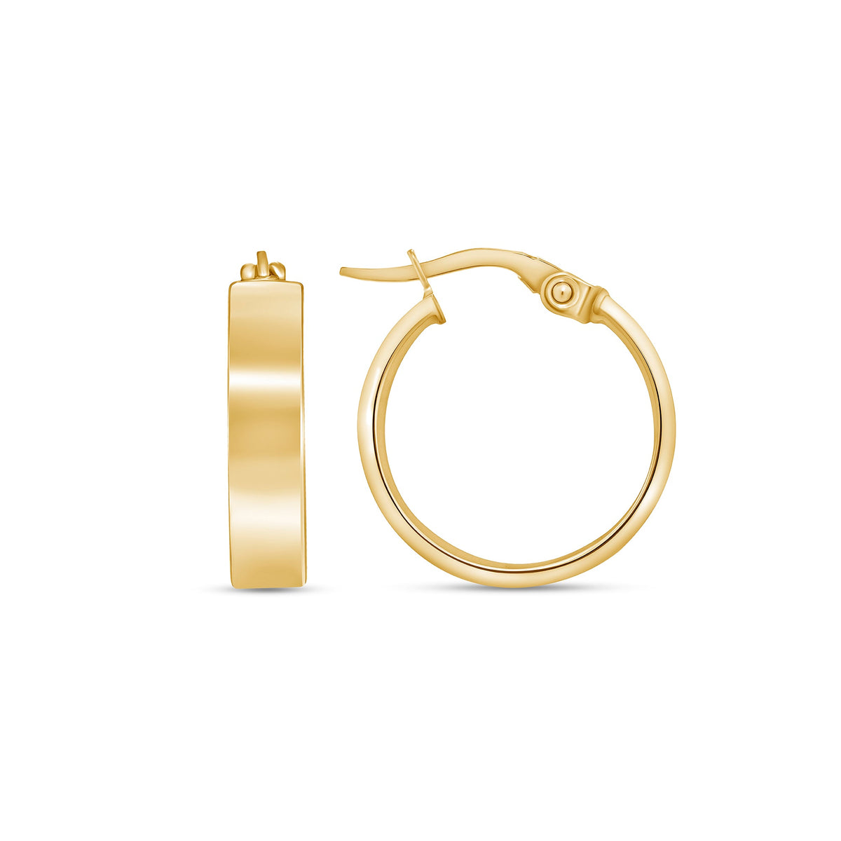 14K Gold Medium Flat Hoop Earrings Earring ABGE-139.3-G  - Abtin & Co.