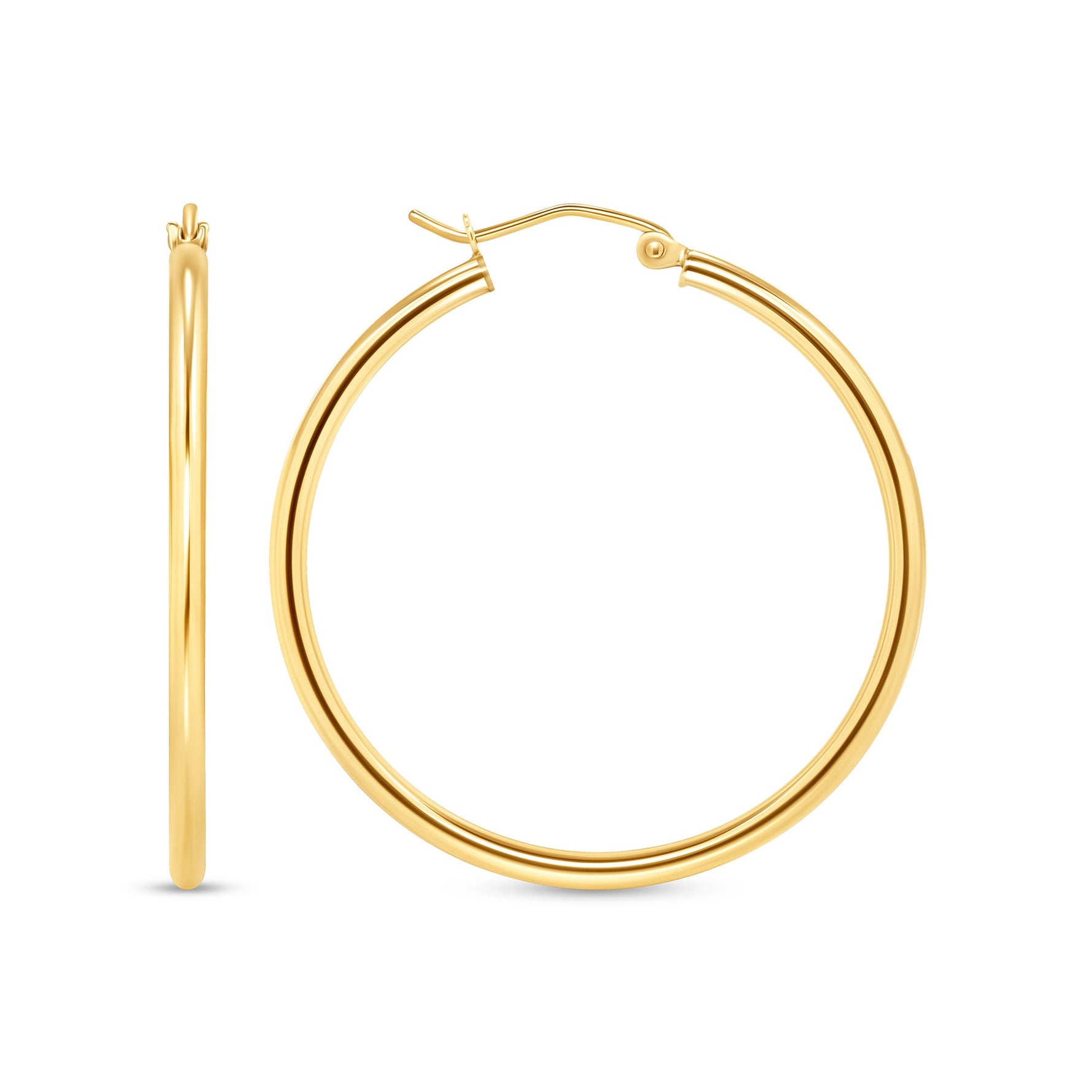 14K Gold Medium Tube Hoop earrings Earring ABGE-101.2-2-G  - Abtin & Co.