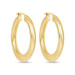 14K Gold Medium Tube Hoop Earrings Earring ABGE-110-G  - Abtin & Co.