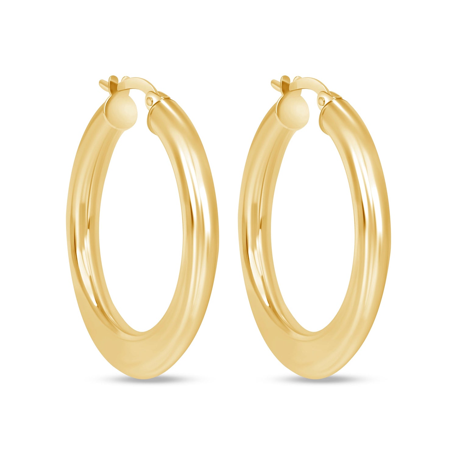 14K Gold Medium Tube Hoop Earrings Earring ABGE-110-G  - Abtin & Co.