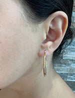 14K Gold Medium Tube Hoop earrings Earring ABGE-101.2-2-G  - Abtin & Co.