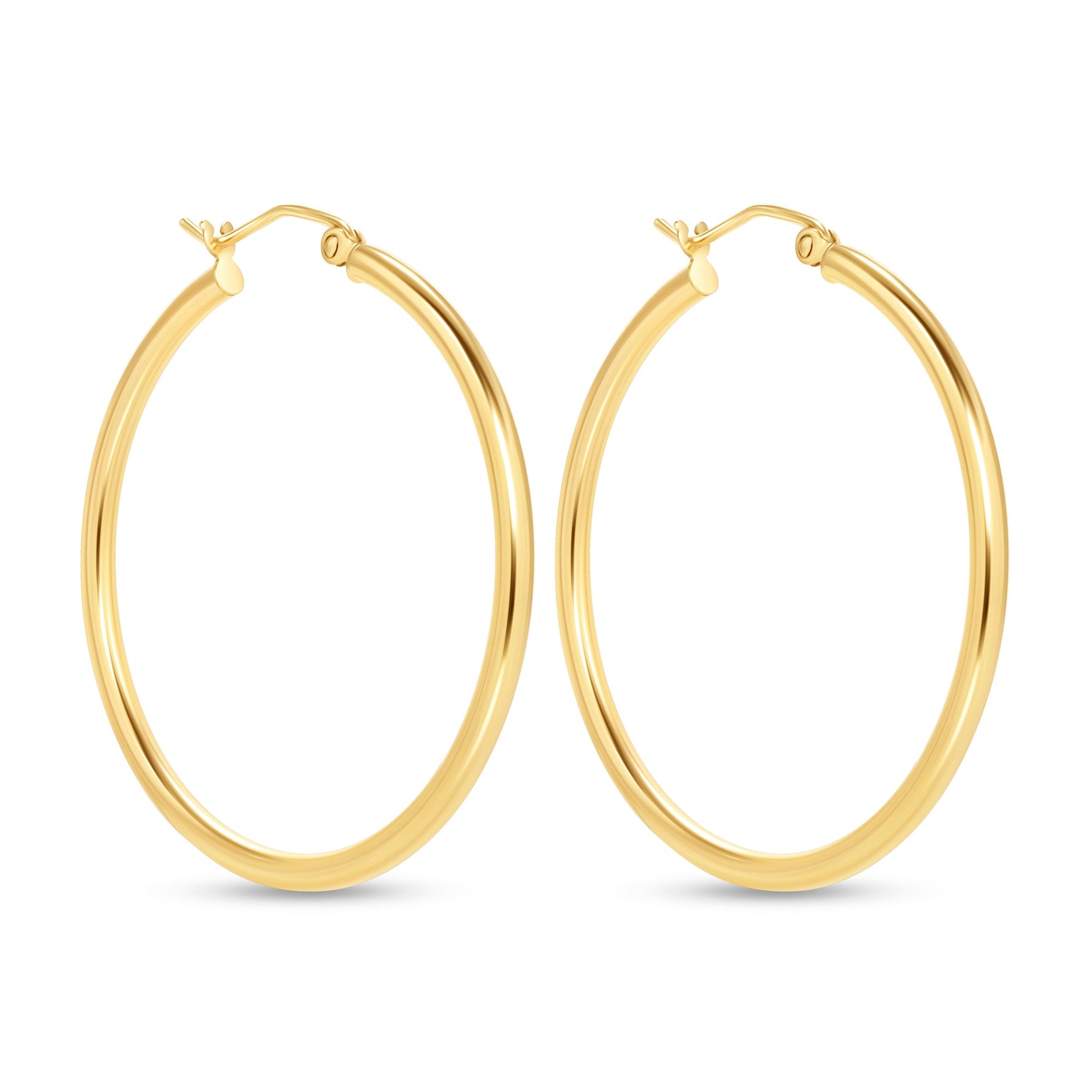 14K Gold Medium Tube Hoop earrings Earring ABGE-101.2-2-G  - Abtin & Co.