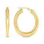 14K Gold Medium Tube Hoop Earrings Earring ABGE-110-G  - Abtin & Co.