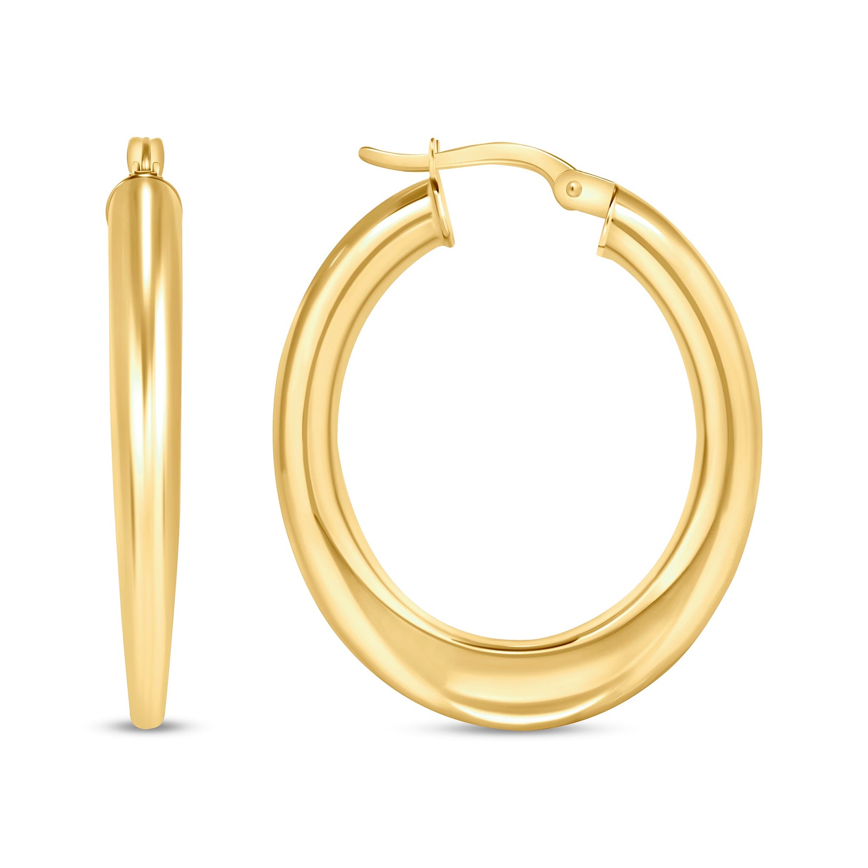 14K Gold Medium Tube Hoop Earrings Earring ABGE-110-G  - Abtin & Co.