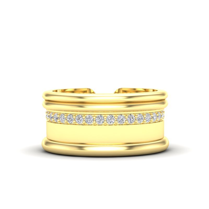 14K Gold Modern Open Cigar Diamond Ring Ring ABB-615-D-3  - Abtin & Co.