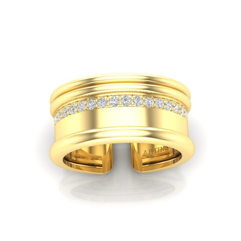 14K Gold Modern Open Cigar Diamond Ring Ring ABB-615-D-3  - Abtin & Co.