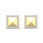 14K Gold Modern Square Pyramid Matt Finishing Studs Diamond Earring Earring ABE-123Y-D-2  - Abtin & Co.