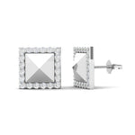 14K Gold Modern Square Pyramid Matt Finishing Studs Diamond Earring Earring ABE-123Y-D  - Abtin & Co.