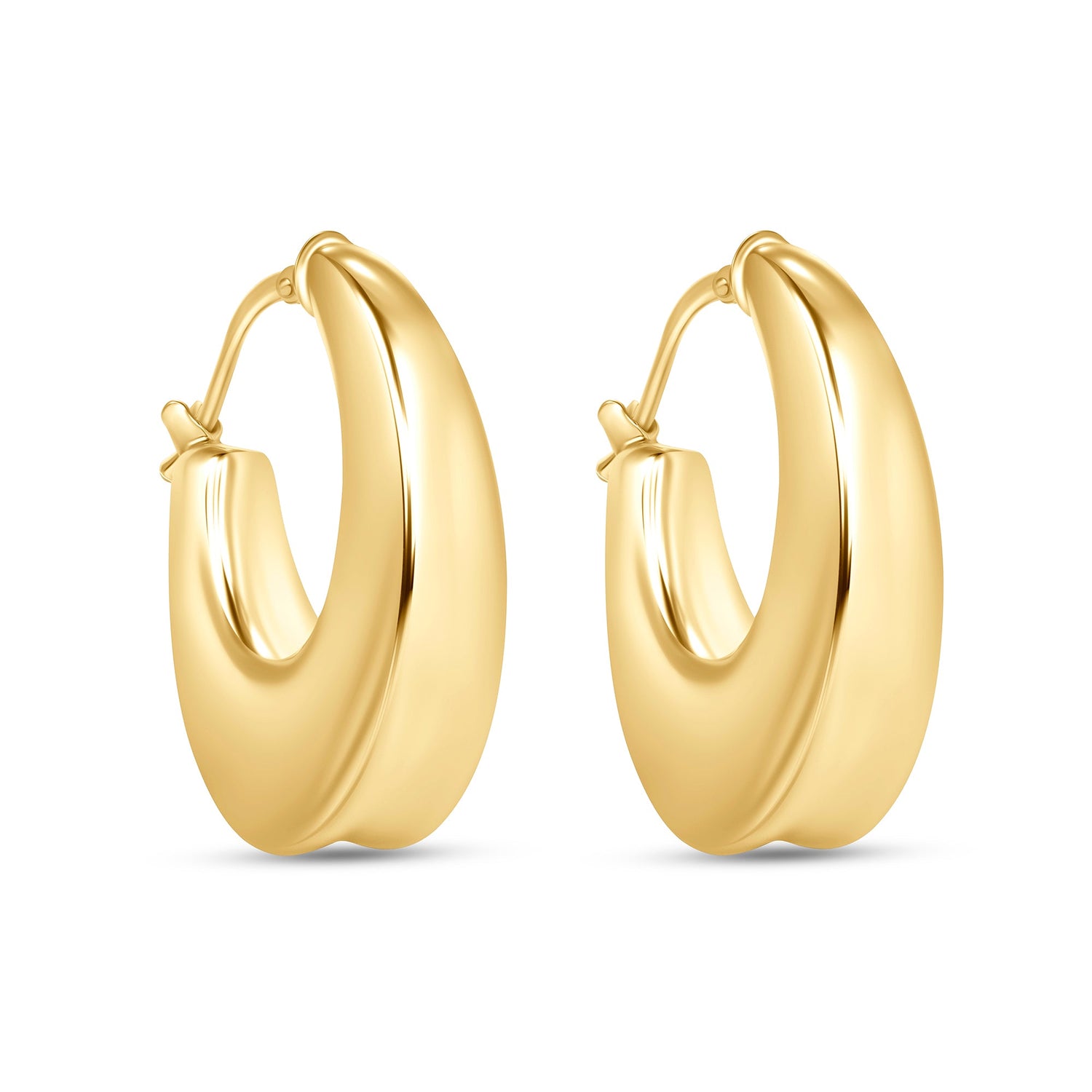 14K Gold Off-set U Hoop Earrings Earring ABGE-122-G  - Abtin & Co.