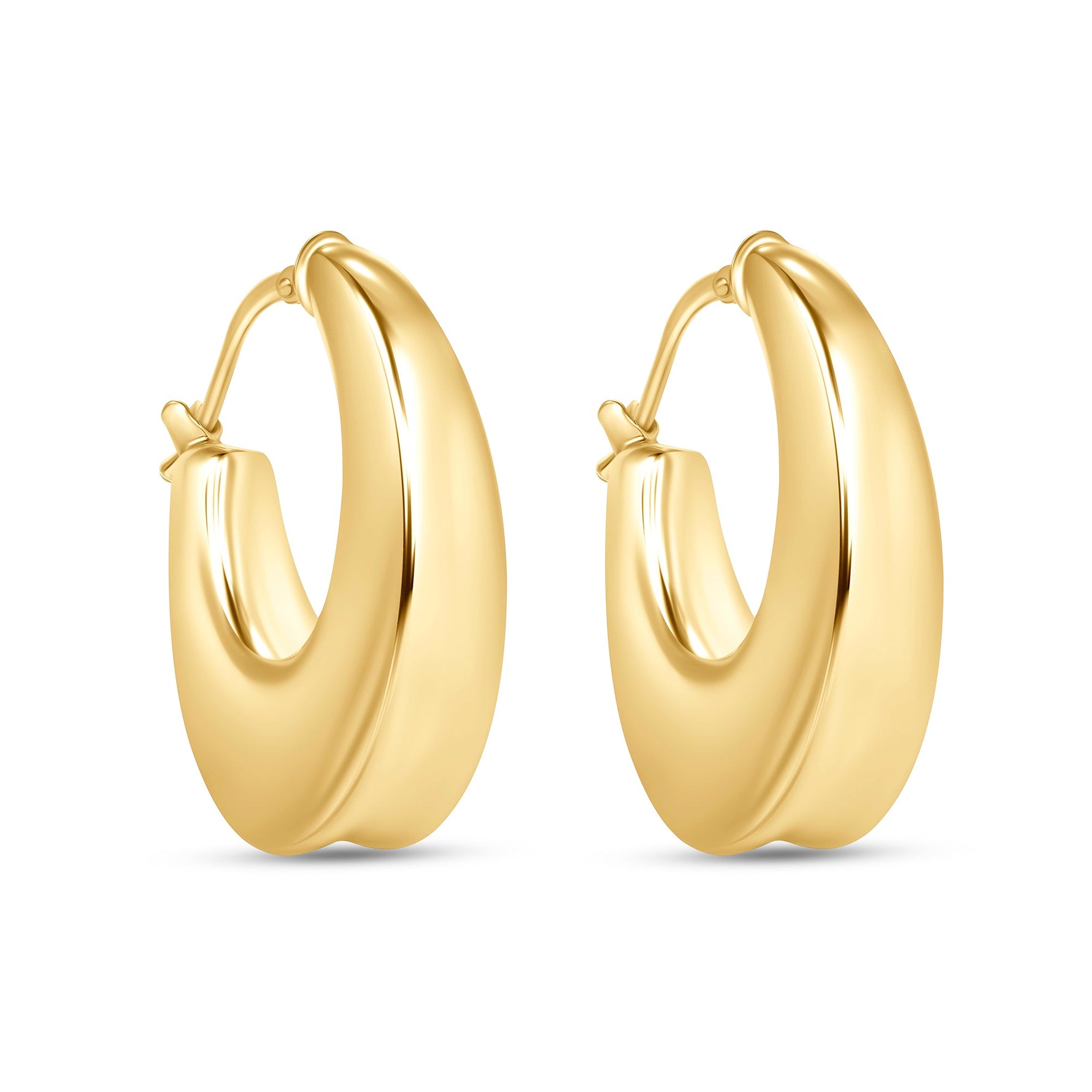 14K Gold Off-set U Hoop Earrings Earring ABGE-122-G  - Abtin & Co.