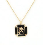 14K Gold Onyx & Diamond Aquarius Horoscope Square Pendant Necklace Pendant ALP-226Y-AQU.LP  - Abtin & Co.