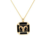 14K Gold Onyx & Diamond Aries Horoscope Square Pendant Necklace Pendant ALP-226Y-ARI.LP  - Abtin & Co.