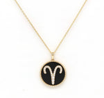 14K Gold Onyx & Diamond Aries Zodiac Medallion Medallion ALP-227Y-ARI-ON  - Abtin & Co.