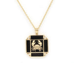 14K Gold Onyx & Diamond Cancer Horoscope Square Pendant Necklace Pendant ALP-226Y-CAN.ON  - Abtin & Co.