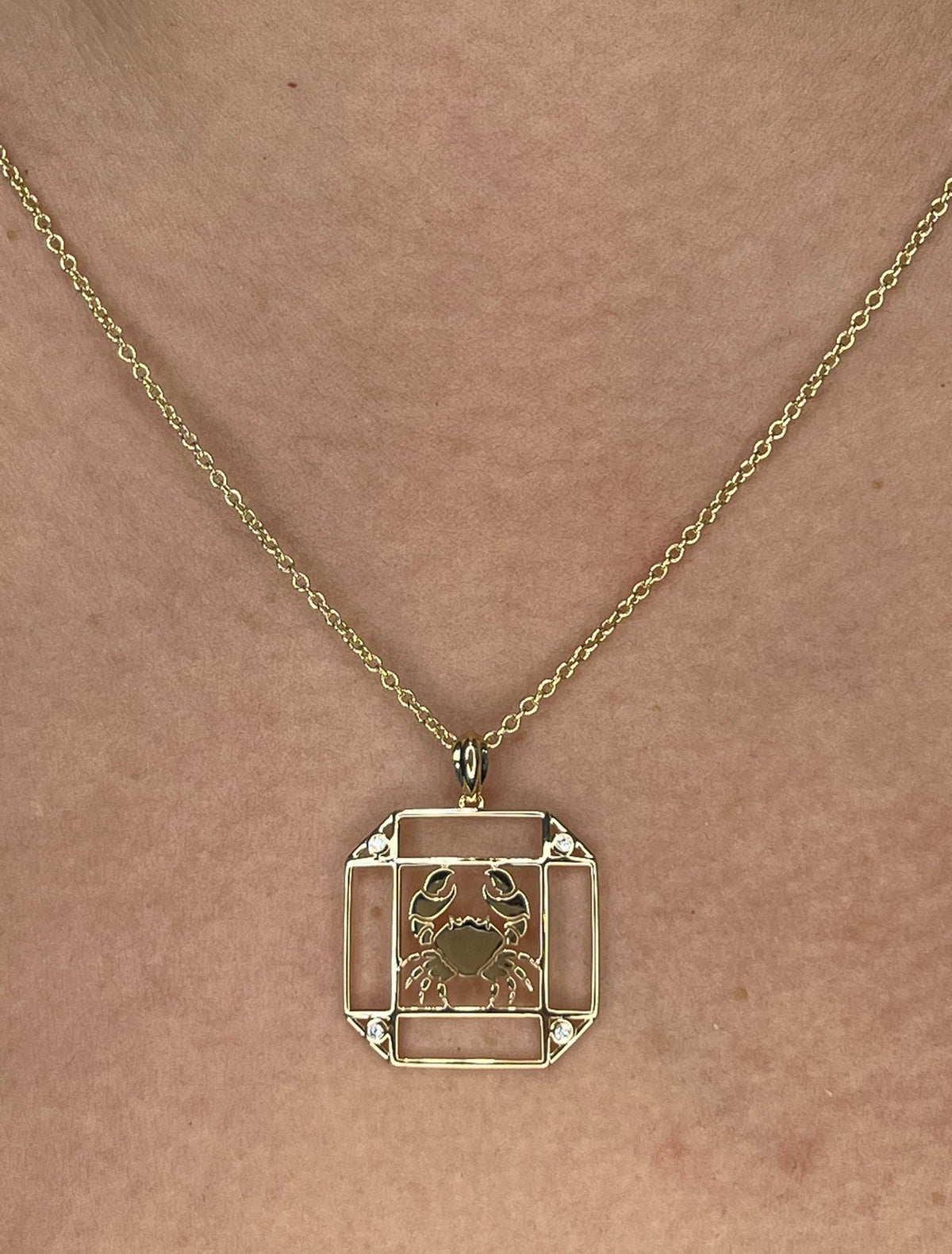14K Gold Onyx & Diamond Cancer Horoscope Square Pendant Necklace Pendant ALP-226Y-CAN.ON  - Abtin & Co.