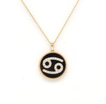 14K Gold Onyx & Diamond Cancer Zodiac Medallion Medallion   - Abtin & Co.