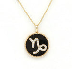 14K Gold Onyx & Diamond Capricorn Zodiac Medallion Medallion ALP-227Y-CAP.ON  - Abtin & Co.