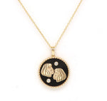 14K Gold Onyx & Diamond Gemini Horoscope Medallion Medallion ALP-225Y-GEM.ON  - Abtin & Co.
