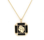 14K Gold Onyx & Diamond Gemini Horoscope Square Pendant Necklace Pendant ALP-226Y-GEM.ON  - Abtin & Co.