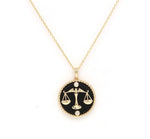 14K Gold Onyx & Diamond Libra Horoscope Medallion Medallion ALP-225Y-LIB.ON  - Abtin & Co.