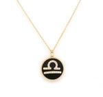 14K Gold Onyx & Diamond Libra Zodiac Medallion Medallion   - Abtin & Co.