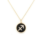 14K Gold Onyx & Diamond Sagittarius Zodiac Medallion Medallion ALP-227Y-SAG.ON  - Abtin & Co.