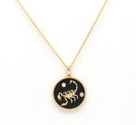 14K Gold Onyx & Diamond Scorpio Horoscope Medallion Medallion ALP-225Y-SCO.ON  - Abtin & Co.