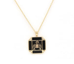 14K Gold Onyx & Diamond Scorpio Horoscope Square Pendant Necklace Pendant ALP-226Y-SCO.ON  - Abtin & Co.