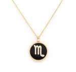 14K Gold Onyx & Diamond Scorpio Zodiac Medallion Medallion ALP-227Y-SCO.ON  - Abtin & Co.