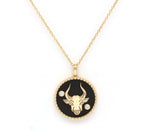 14K Gold Onyx & Diamond Taurus Horoscope Medallion Medallion ALP-226Y-TAU.ON  - Abtin & Co.