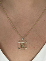 14K Gold Onyx & Diamond Virgo Horoscope Square Pendant Necklace Pendant ALP-226V1-VIR.ON  - Abtin & Co.