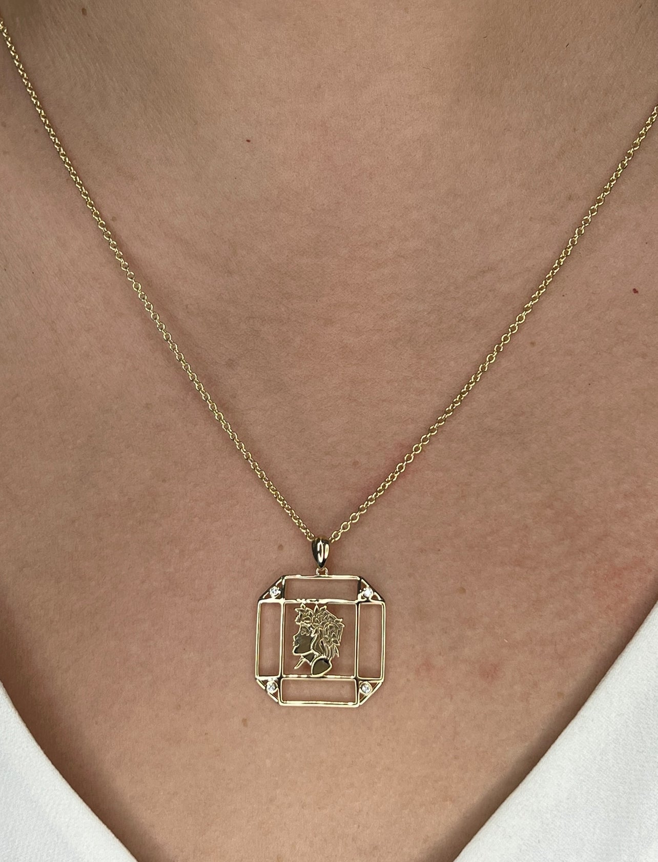 14K Gold Onyx & Diamond Virgo Horoscope Square Pendant Necklace Pendant ALP-226V1-VIR.ON  - Abtin & Co.